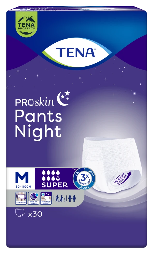 Tena ProSkin Pants Night Medium Orta Beden Gece için Süper Emici Külot 30 lu paket - 1