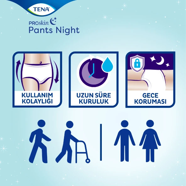 Tena ProSkin Pants Night Medium Orta Beden Gece için Süper Emici Külot 30 lu paket - 6