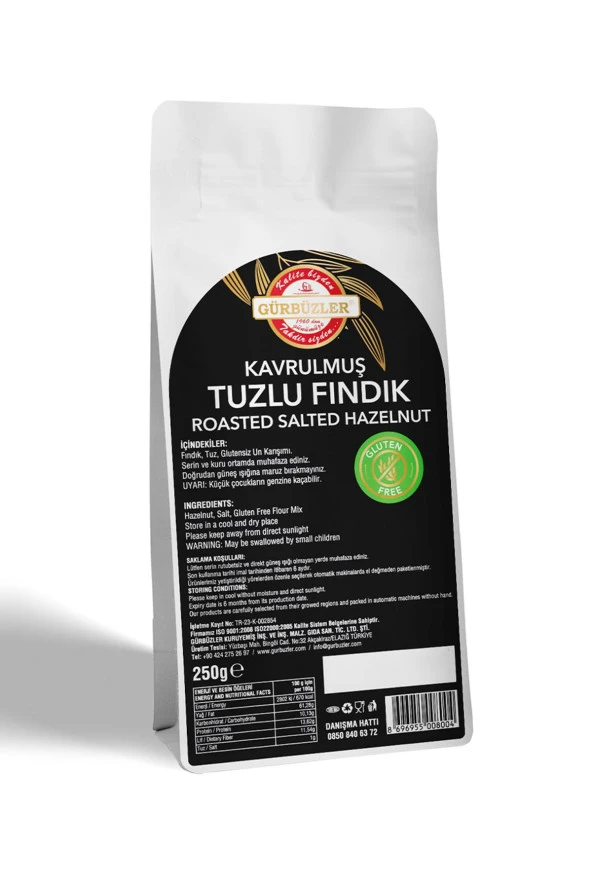 Gürbüzler Glutensiz Fındık Kavrulmuş Tuzlu 250 Gram - 2