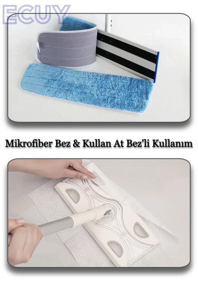 360° Başlıklı Mikrofiber Mop – Sıkıştırmalı Paspas Temizlik Seti, Yüzey Temizlik ve Havlu Uyumlu - 3