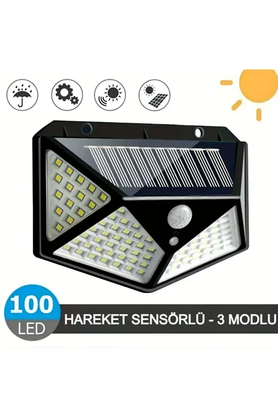 100 LED Güneş Enerjili Solar Bahçe Aydınlatması Hareket Sensörlü Su Geçirmez 3 Farklı Mod Bahçe Işık