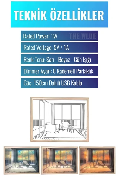 Dekoratif Işıklı Ahşap Çerçeve – Sevgililer Günü, Yıldönümü, Doğum Günü Hediyelik 3 Renkli Işık - 3