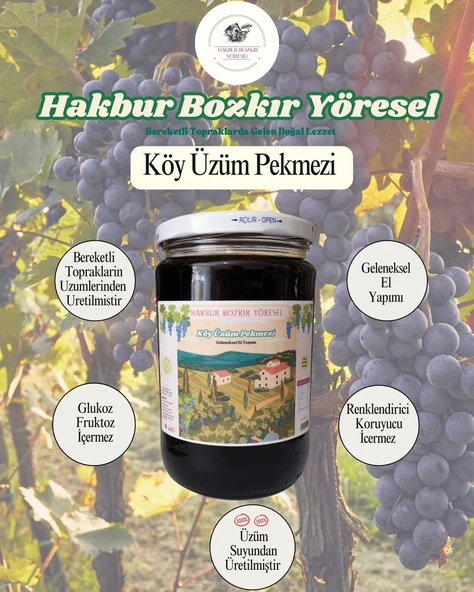 Bozkır Tahin Merkezi Üzüm Köy Pekmezi El Yapımı 800 gr (Doğal&katkısız) - 2
