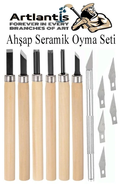 Ahşap Seramik Oyma Seti 6 lı 1 Paket İskarpela Seti Paslanmaz Çelik Bıçaklı Ağaç Oyma Heykel Hobi Kretuar Gravür