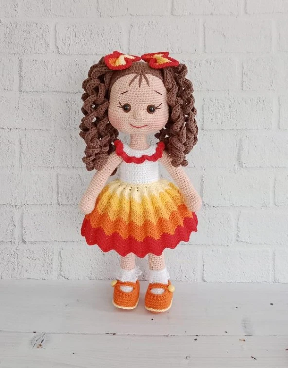 Ateş Kıvırcık Saçlı Karnaval Bebek Amigurumi Organik Oyuncak - 2