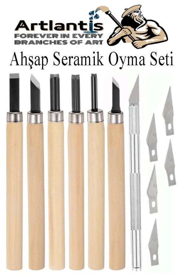 Ahşap Seramik Oyma Seti 6 lı Kretuar 1 Paket İskarpela Seti Paslanmaz Çelik Bıçaklı Ağaç Oyma Heykel Hobi Kretuar Gravür