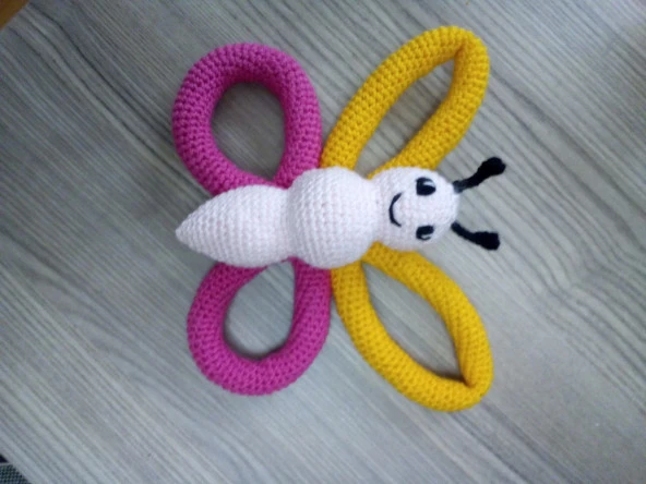 Kelebek Çıngırak Amigurumi Organik Oyuncak - 2