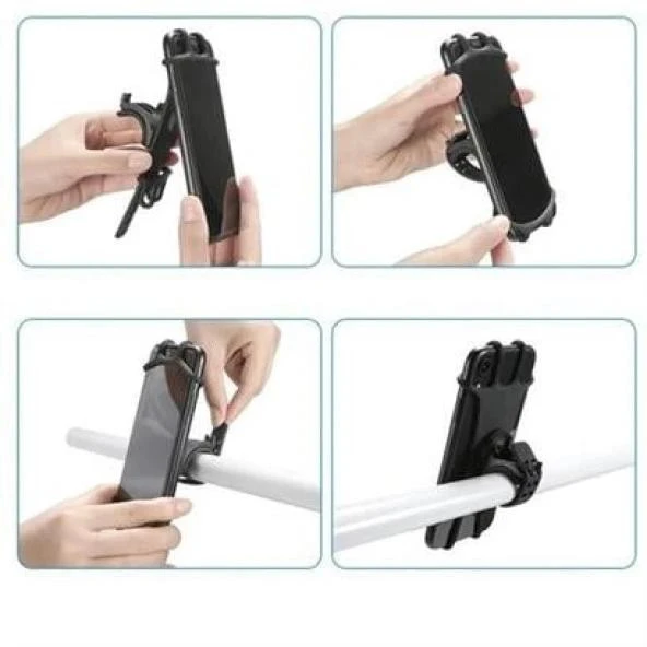 Universal Bisiklet Motosiklet Çocuk Arabası Silikon 360 Derece Telefon Tutucu Tüm Modellerle - 4