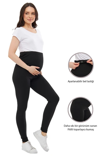 Luvmabelly MYRA8140 Toparlayıcı Fitilli Mevsimlik Beli Ayarlanabilir Hamile Tayt