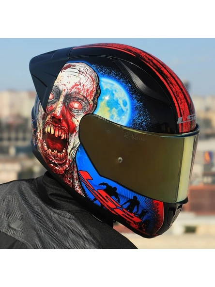 LS2 Rapıd 2 Race Zombıe Fullface Motosiklet Kaskı Gold Camlı - 3