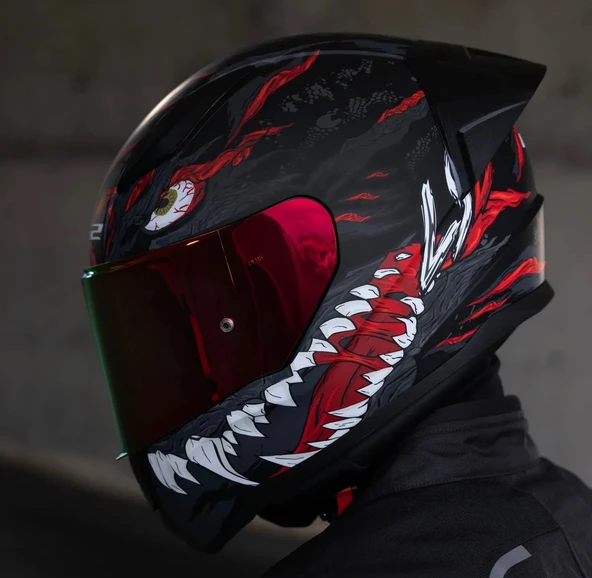 LS2 Rapıd 2 Race Kaıju Fullface Motosiklet Kaskı Kırmızı Camlı