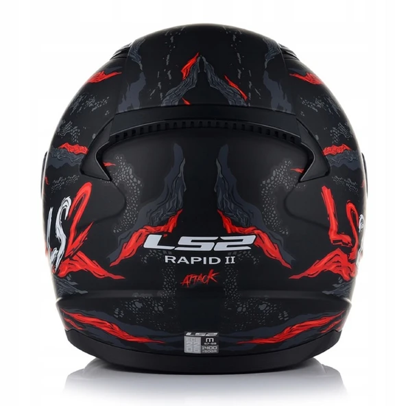LS2 Rapıd 2 Kaıju Mat Siyah-Kırmızı Fullface Motosiklet Kaskı Gold Camlı - 4