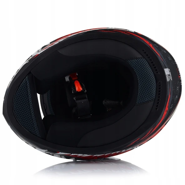 LS2 Rapıd 2 Kaıju Mat Siyah-Kırmızı Fullface Motosiklet Kaskı Mavi Camlı - 4