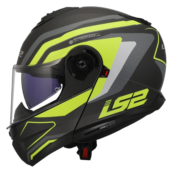 LS2 Strobe 2 Phantom Neon Sarı Çene Açılır Motosiklet Kaskı - 2