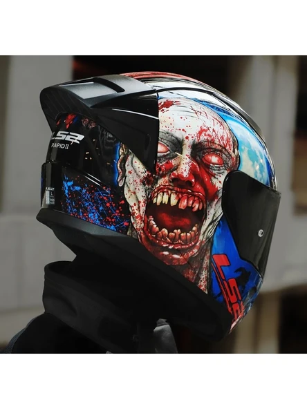 LS2 Rapıd 2 Race Zombıe Fullface Motosiklet Kaskı Siyah Camlı - 3