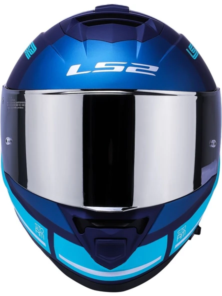 LS2 Storm 2 Slant Mavi Turuncu Kapalı Motosiklet Kaskı Gri camlı - 4