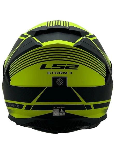 LS2 Storm 2 Dodger Neon Sarı Kapalı Motosiklet Kaskı Siyah Camlı - 4