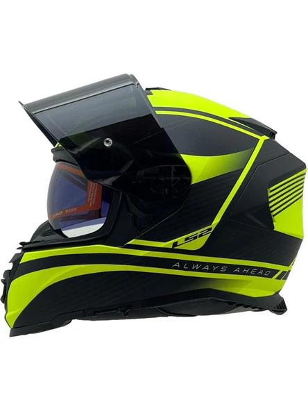 LS2 Storm 2 Dodger Neon Sarı Kapalı Motosiklet Kaskı Siyah Camlı - 3