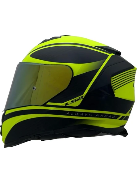 LS2 Storm 2 Dodger Neon Sarı Kapalı Motosiklet Kaskı Gold Camlı - 2