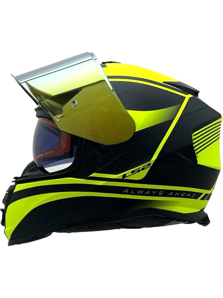 LS2 Storm 2 Dodger Neon Sarı Kapalı Motosiklet Kaskı Gold Camlı - 3