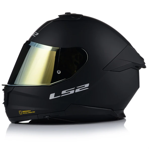 LS2 Stream 2 Mat Siyah Full Face Motosiklet Kaskı Gold Camlı - 2
