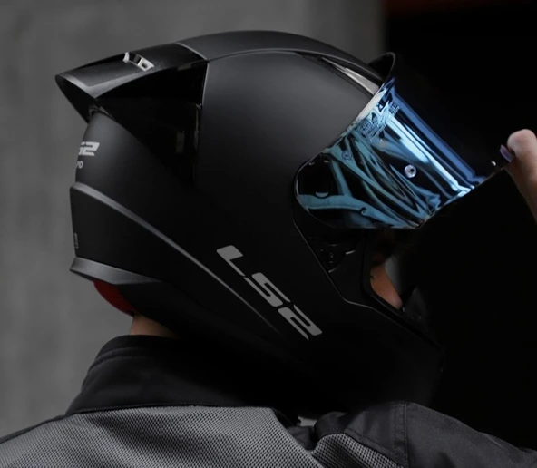 LS2 Rapıd 2 Race Mat Siyah Fullface Motosiklet Kaskı Mavi Camlı - 4