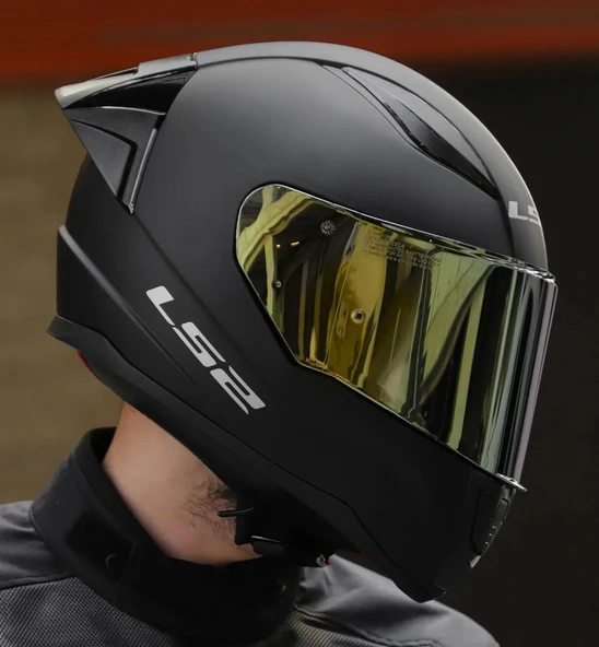 LS2 Rapıd 2 Race Mat Siyah Fullface Motosiklet Kaskı Gold Camlı - 2