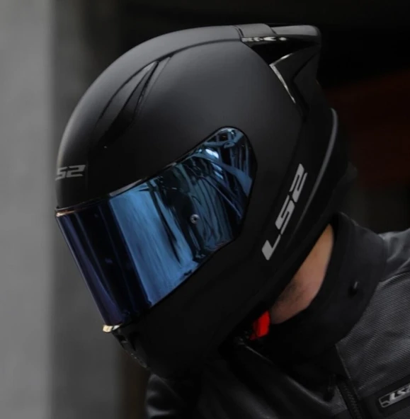 LS2 Rapıd 2 Race Mat Siyah Fullface Motosiklet Kaskı Mavi Camlı