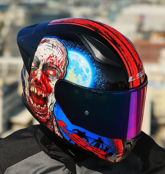 LS2 Rapıd 2 Race Zombıe Fullface Motosiklet Kaskı Gökkuşağı Camlı