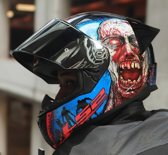 LS2 Rapıd 2 Race Zombıe Fullface Motosiklet Kaskı Gri Camlı - 4