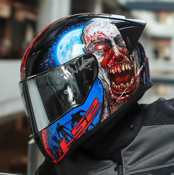 LS2 Rapıd 2 Race Zombıe Fullface Motosiklet Kaskı Gri Camlı - 3