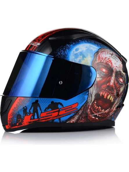 LS2 Rapıd 2 Zombıe Fullface Motosiklet Kaskı Mavi Camlı