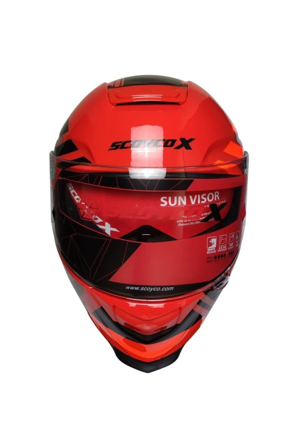 Scoyco X507 Güneş Vizörlü Kapalı Motosiklet Kaskı Turuncu - 3