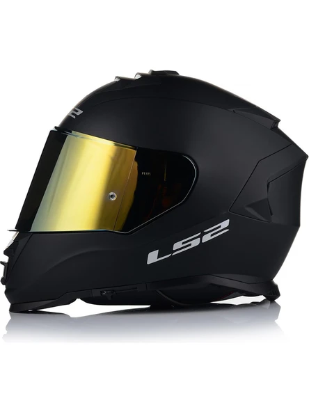 LS2 Storm 2 Mat Siyah Kapalı Motosiklet Kaskı Gold Camlı - 2