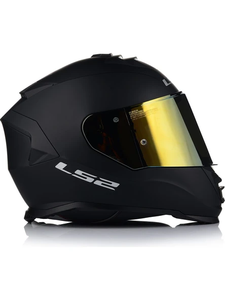 LS2 Storm 2 Mat Siyah Kapalı Motosiklet Kaskı Gold Camlı - 3