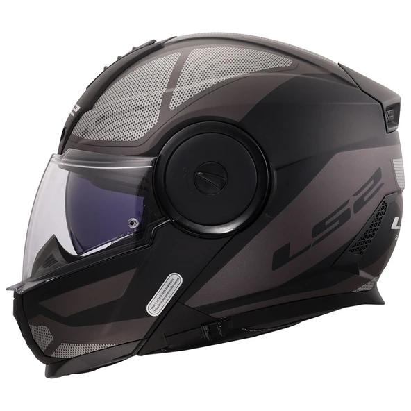 LS2 Scope 2 Axis Çene Açılır Motosiklet Kaskı Mat Siyah-Tıtanıum - Resim 4