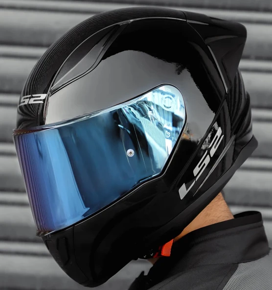Ls2 Rapıd 2 Race Parlak Siyah Full Face Motosiklet Kaskı Mavi Camlı - 2