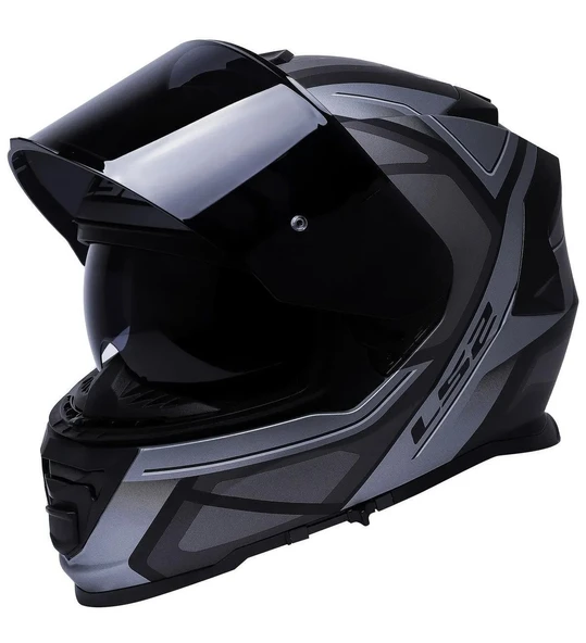 LS2 Storm 2 Faster Mat Tıtanıum Kapalı Motosiklet Kaskı Siyah Camlı - 3