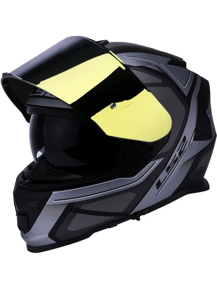 LS2 Storm 2 Faster Mat Tıtanıum Kapalı Motosiklet Kaskı Gold Camlı - 3