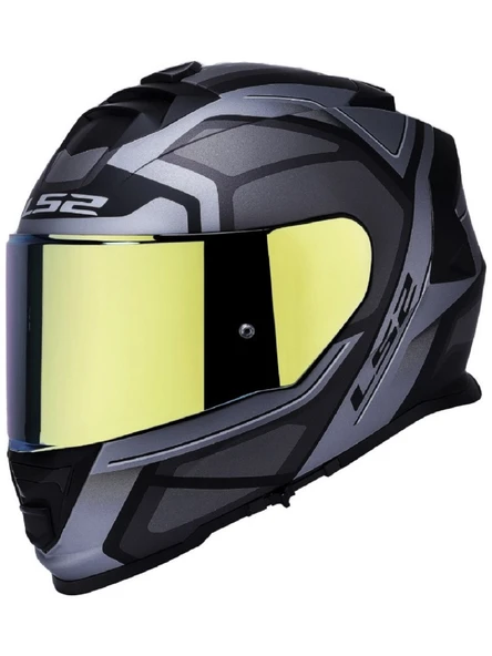 LS2 Storm 2 Faster Mat Tıtanıum Kapalı Motosiklet Kaskı Gold Camlı