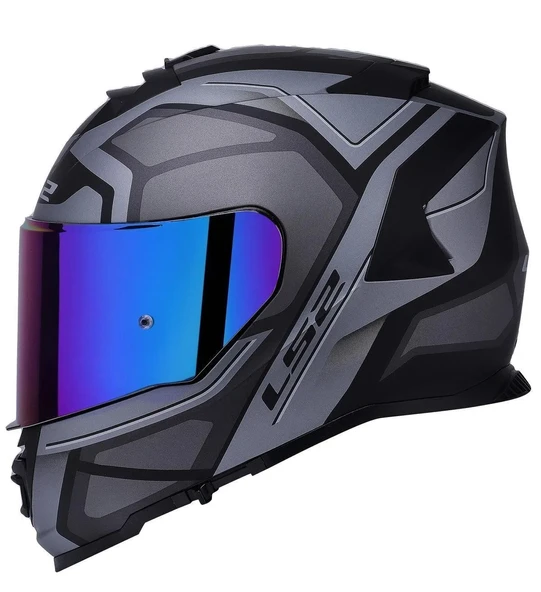LS2 Storm 2 Faster Mat Tıtanıum Kapalı Motosiklet Kaskı Gökkuşağı Camlı - 2