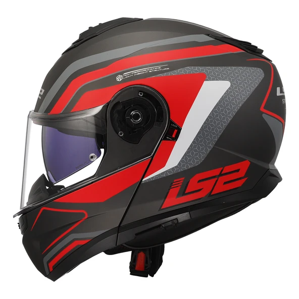 LS2 Strobe 2 Phantom Kırmızı Çene Açılır Motosiklet Kaskı - 2