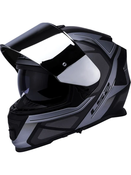 LS2 Storm 2 Faster Mat Tıtanıum Kapalı Motosiklet Kaskı Gri Camlı - 4
