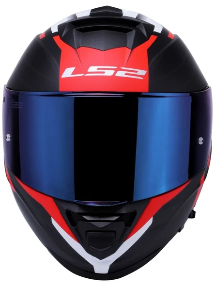 LS2 Storm 2 Nerve Kırmızı Kapalı Motosiklet Kaskı Mavi Camlı - 2