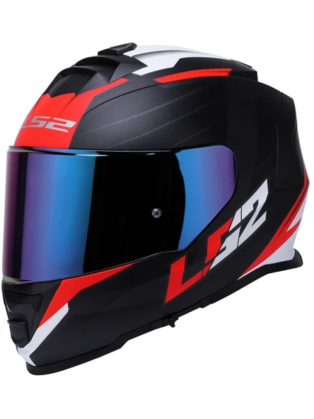 LS2 Storm 2 Nerve Kırmızı  Kapalı Motosiklet Kaskı Gökkuşağı Camlı