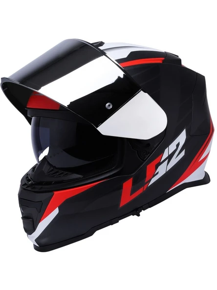 LS2 Storm 2 Nerve Kırmızı Kapalı Motosiklet Kaskı Gri Camlı - 3