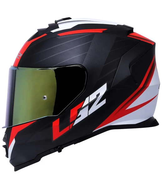LS2 Storm 2 Nerve Kırmızı Kapalı Motosiklet Kaskı Gold Camlı - 2
