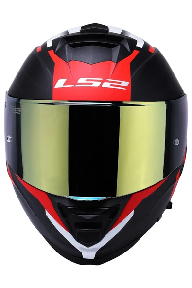 LS2 Storm 2 Nerve Kırmızı Kapalı Motosiklet Kaskı Gold Camlı - 4
