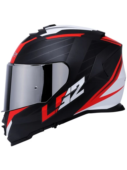 LS2 Storm 2 Nerve Kırmızı Kapalı Motosiklet Kaskı Gri Camlı - 2