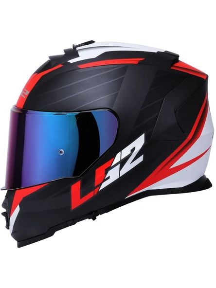 LS2 Storm 2 Nerve Kırmızı  Kapalı Motosiklet Kaskı Gökkuşağı Camlı - 2